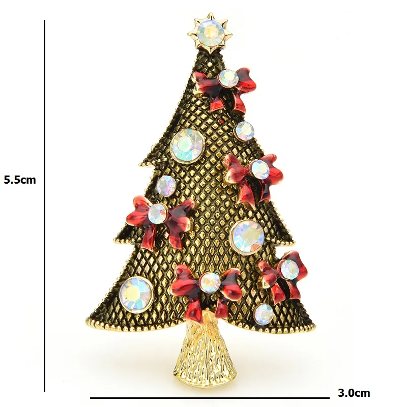 Wuli&baby, ретро золотые рождественские броши в виде дерева, Женская Новогодняя брошь на булавке, подарки