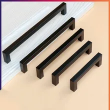 

3-15Inch Black Stainless Steel Square Closet Drawer Cupboard Pulls Bathroom Cabinet Handles Door Knobs Furniture Kitchen Cabinet