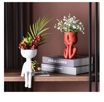 

Portrait flower pot resin plant pot abstract face flower pot family desktop vase CY50608
