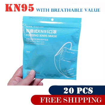 

20pcs Top Quality KN95 Face Mask 95% Filtration Blue Color Mask Mouth with Value Cover Filter Breathable Mouth Mask In Stock