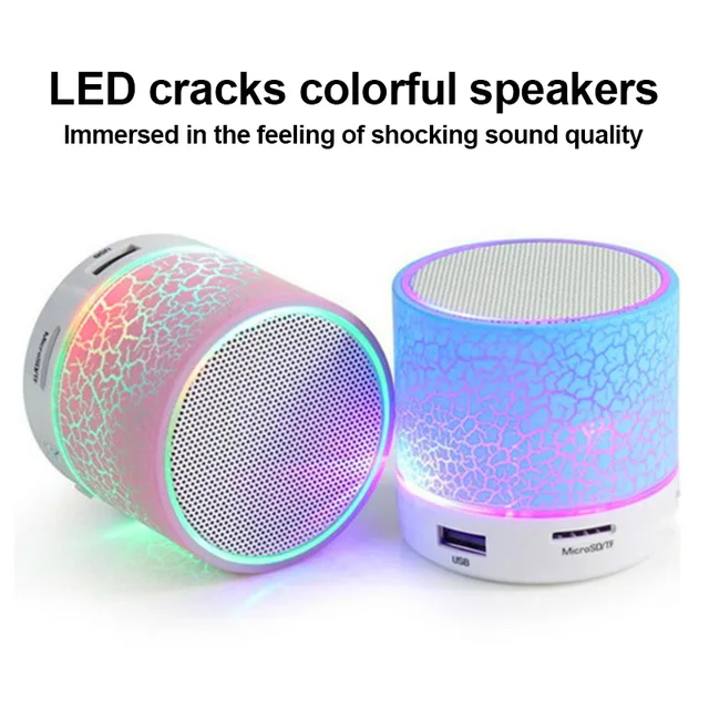 A9 Mini Portable Speaker Bluetooth Wireless Car Audio Dazzling Crack LED Lights Subwoofer Support TF Card USB Charging For PC 1