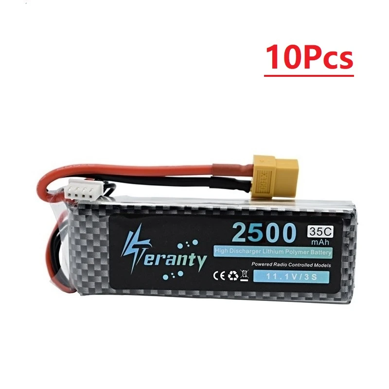 Шампанское Teranty Мощность 11,1 V 2500mAh литий-полимерный Батарея для игрушечных моделей автомобилей лодки, вертолёт Запчасти 2200 мАч 3s литий Батарея 11,1 В Радиоуправляемый Дрон Батарея - Цвет: Шампанское