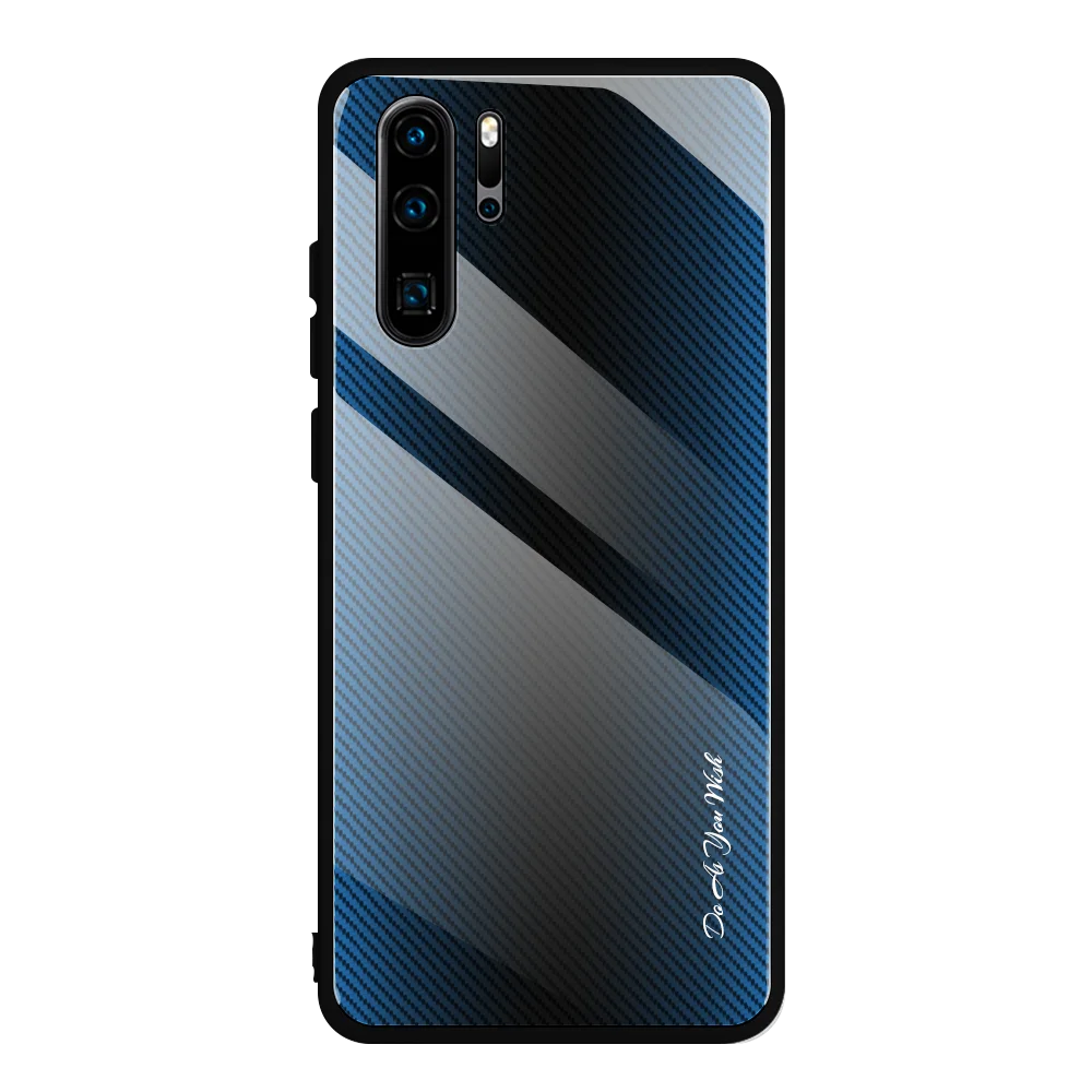 blue Градиентная текстура чехол из закаленного стекла для телефона для huawei P30 pro p30 lite роскошный стеклянный чехол для huawei p20 pro P20 lite чехол s - Цвет: blue