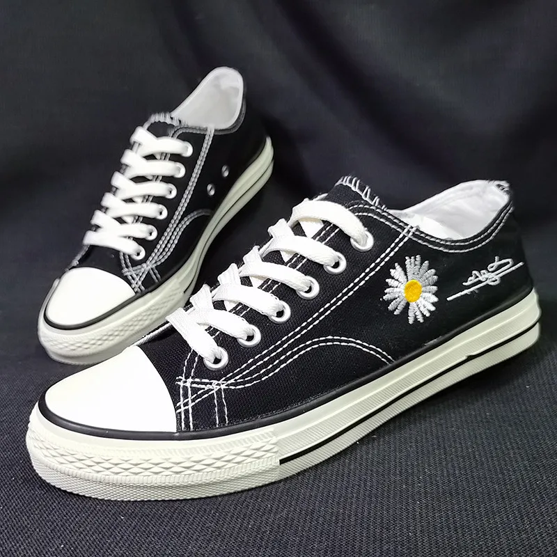 KPOP G-Dragon Embroidery Daisy Design canvas shoes PEACEMINUSONE Summer Shoes Fans Collection wj49