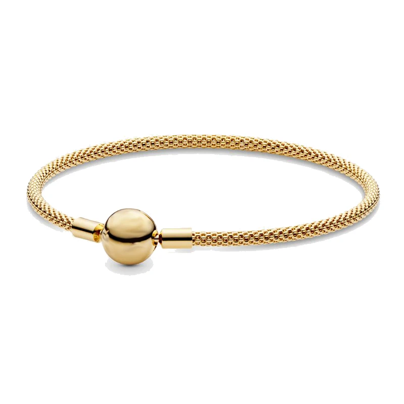 Плетеный браслет для женщин, подарок, браслет pandora, Серебристый браслет, цепочка-змейка, браслеты с омаром - Окраска металла: Gold