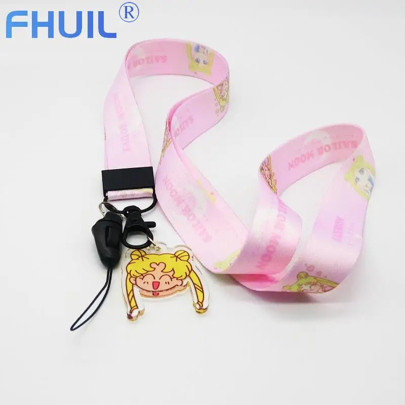 Аниме милый розовый шнурок для телефонов, цепочка для ключей, Nekband, смартфон, ожерелье, брелок, ремешок на шею, шнурок для ключей