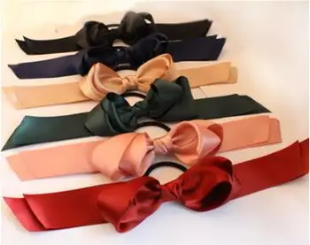

1000pcs Women Rubber Bands Tiara Satin Ribbon Hair Bow Elastic Hair Band Rope Scrunchies Ponytail Holder Gum