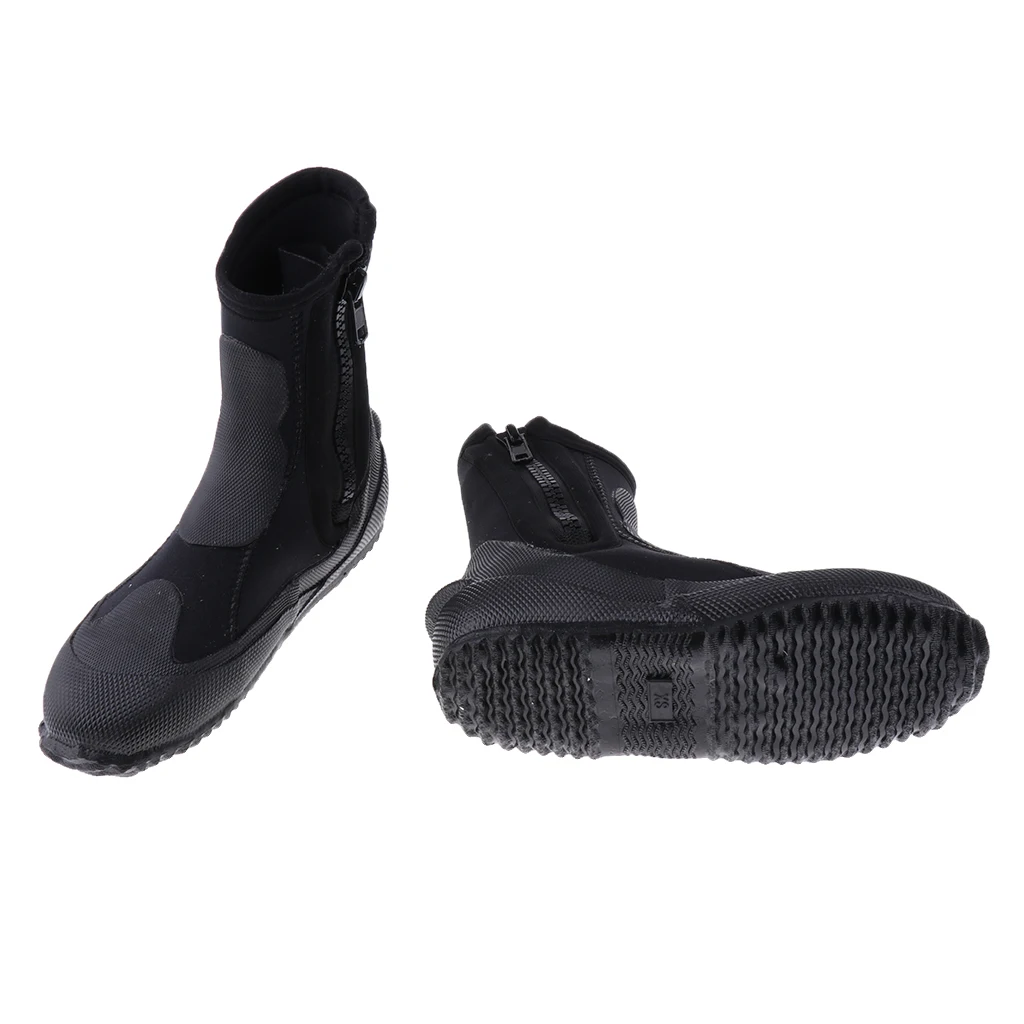5mm Super Stretch Zipper Hard Sole Scuba Dive Water Sports Surfing Snorkeling Booties Wetsuit Boots Black XS -3XL 
