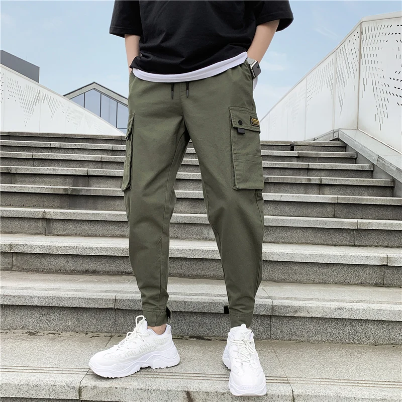 Woodsvoice/ Брендовые мужские брюки-карго, осенние брюки, мужские зимние повседневные штаны для бега, уличная одежда большого размера 7XL, однотонные мужские штаны в стиле хип-хоп - Color: ARMY GREEN