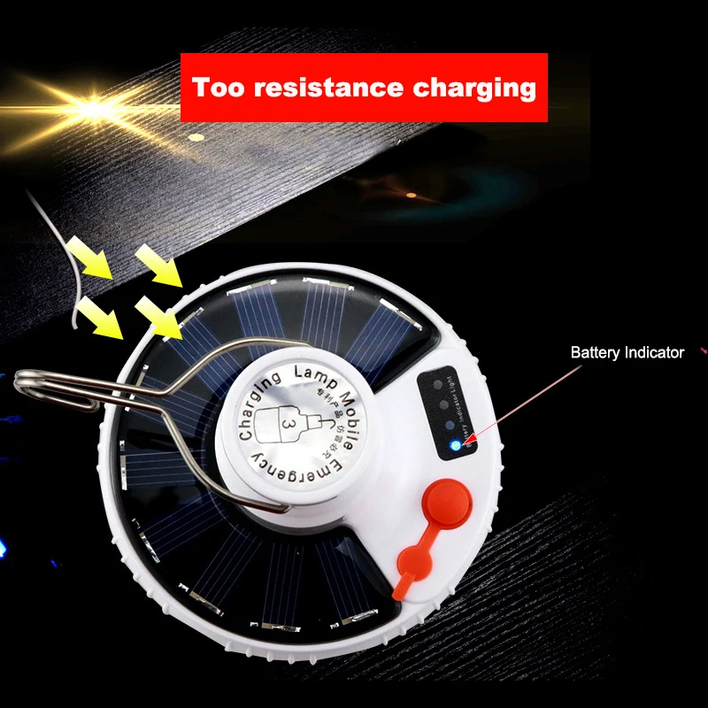 Multifunctional solar charging battery DC LED Night stall bulb tent lamp camping device emergency lighting