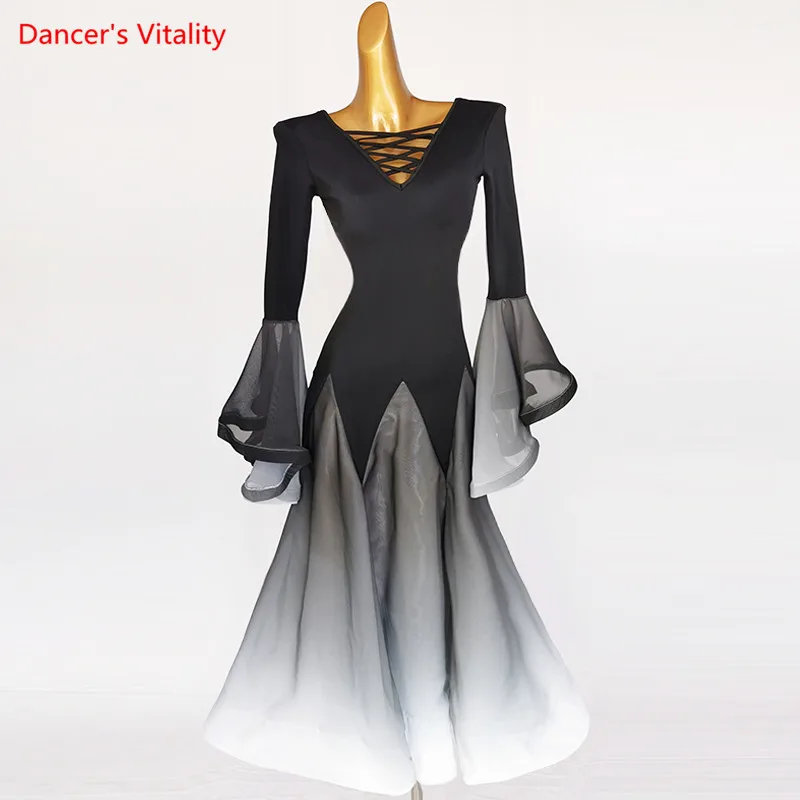 Ballroom Dance Dress V-Neck Big Swing Skirt Performance Clothes Profession Adult Child High-end Competition Clothing