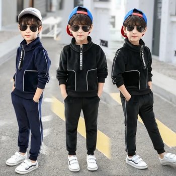 

Boys Clothes Kids Clothing Sets Children Outfits 2019 Spring Fall Autumn Winter Teen Double Side Velvet Top + Pants