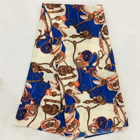 Tecido de Cetim Tecido de Seda Qualidade para as Mulheres Macia Material Africano Ancara Imprime Alta Vestido 5 Quintal – Lote Xm041750 Mod. 1404807