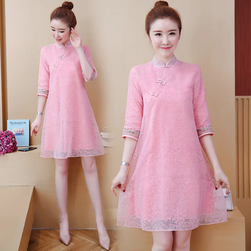 

Photo Shoot Spring And Summer Daily Life New Chinese Style Cheongsam Dress GIRL'S Modified Version of Fashion nian qing kuan