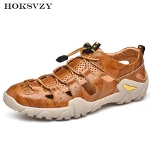 HOKSZVY большой Размеры обувь для альпинизма; открытые летние кожаные обувь для альпинизма походная туристическая Пеший Туризм сандалии CLK-7831