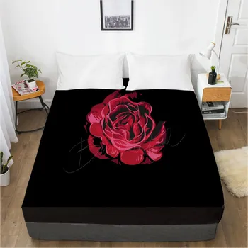 

3D Fitted Sheet Custom Twin Full Queen King Size Mattress Cover With Elastic Bed Sheet 160x200 Bedding Rose For Wedding