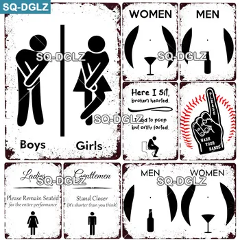 

[SQ-DGLZ] Toilet Metal Sign Vintage Metal Plaque Indicator Plates Decor For Pub Bar Home Wall Decor Tin Signs Signage Poster