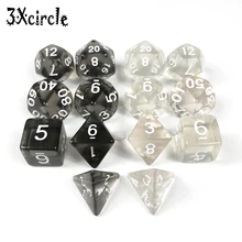 Conjunto de 7pc-die transprent colorido com poker do efeito dos doces como o presente dnd d4, d6,d8,d10,d12,d20 dados portáteis, para o jogo de tabuleiro do dnd do rpg
