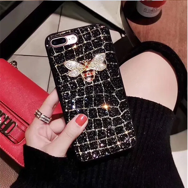

case for iPhone 11 XR 7 8 11 Pro Max X XS Max Plus 6 6s rhinestone bee cover