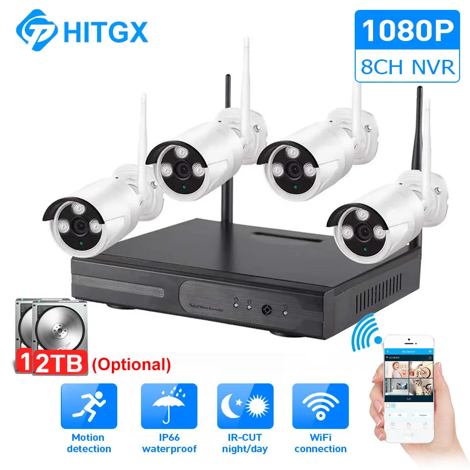 

Wifi IP Camera System CCTV Kit 1080P NVR Wireless Kit Ip Camera H.265 Outdoor Security System Video Surveillance Camera Set