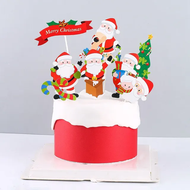 2021 Merry Christmas Cake Topper Birthday Cakes Santa Claus Cupcake Topper Merry Christmas Decor New Year Gift Natal Noel 2021 Mint Green