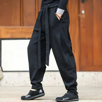 

Mens Casual Chinese Cotton Linen Harem Pants Kung Fu Trousers Loose Retro Long Breathable Plus Size 5XL D28