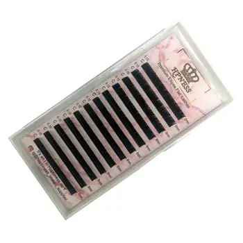 

Ellipse Flat Lashes with Split Tips Eyelash Extension Deep Matte Extremely Soft and Flexible, Natural Look, Silver Paper-card