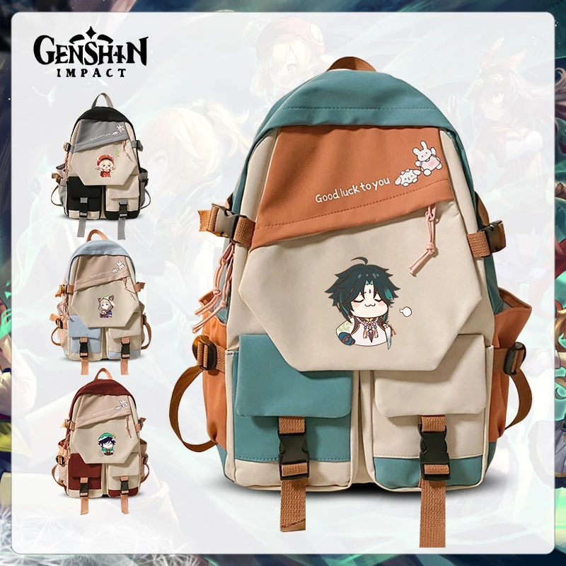 Genshin Impact Klee Venti Backpack Custom Canvas Shoulder Bag 
