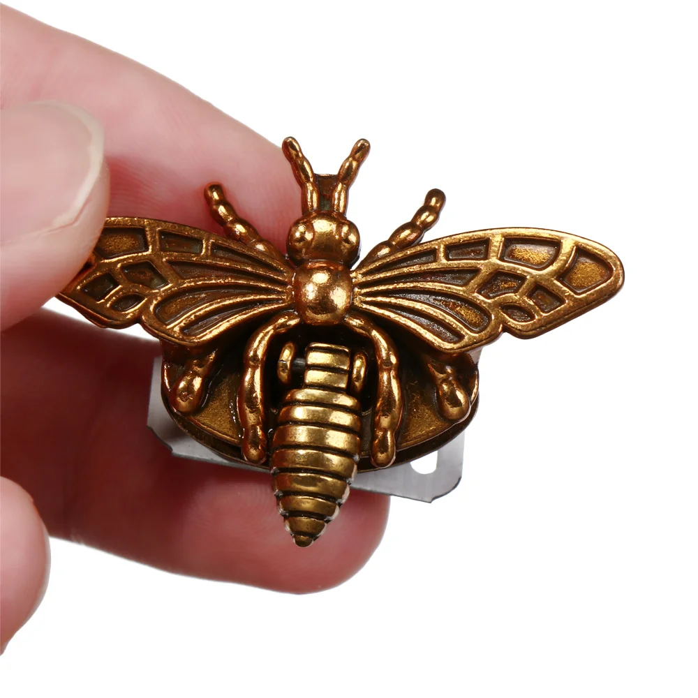 1Pcs Metal Bee/Butterfly Shape Turn Lock Retro Fashion Bag Clasp Hardware Buckle for DIY Leather Crafts Handbag Purse Accessory