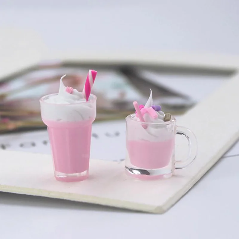 2 шт Кукла Re-ment миниатюрная ролевая еда клубника молочный коктейль напиток для кукольного домика кухонные игрушки аксессуары