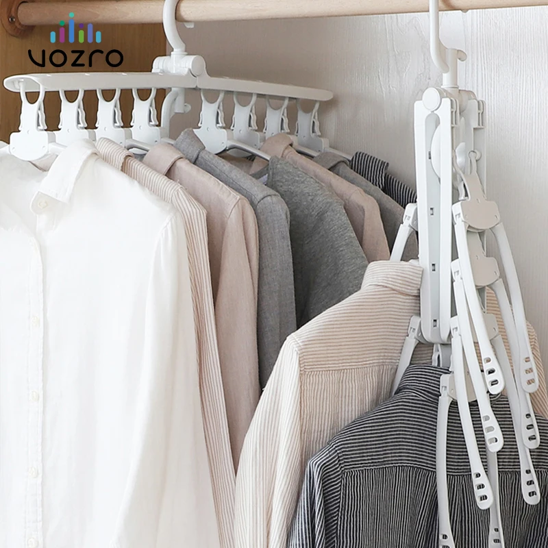 

[8 Fish Bones]VOZRO Foldable Clothes Cloth Hanger Dryer Drying Clothing Rack Hangers For Tumble Hanging Laundry Stand Telescopic