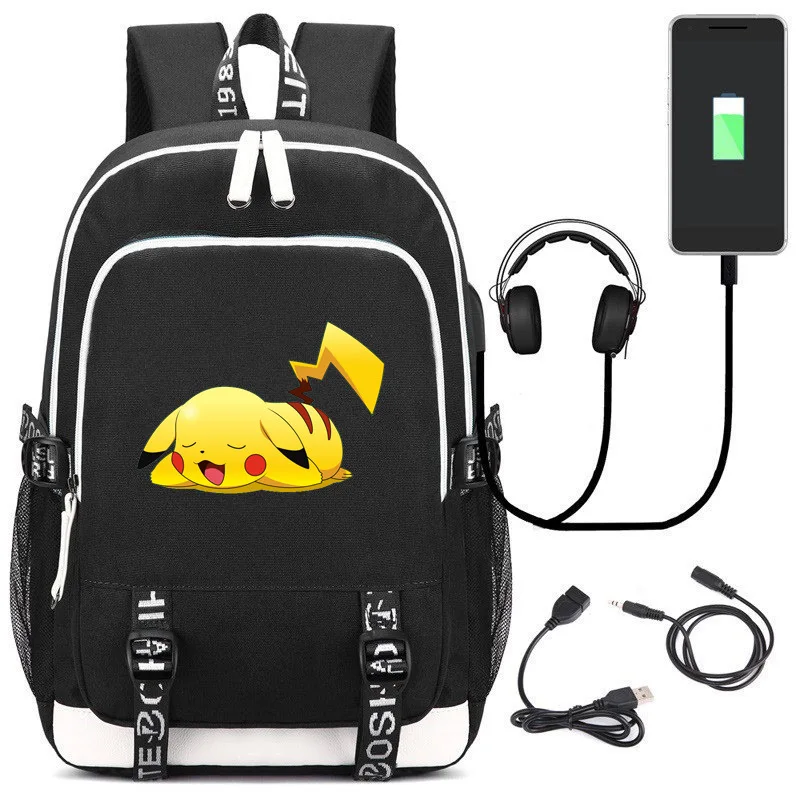 Аниме Рюкзак Pokemon Pikachu Eevee для мальчиков и девочек школьная сумка для подростков USB ноутбук рюкзак для мужчин и женщин плечо дорожная сумка ранец - Цвет: YW  29