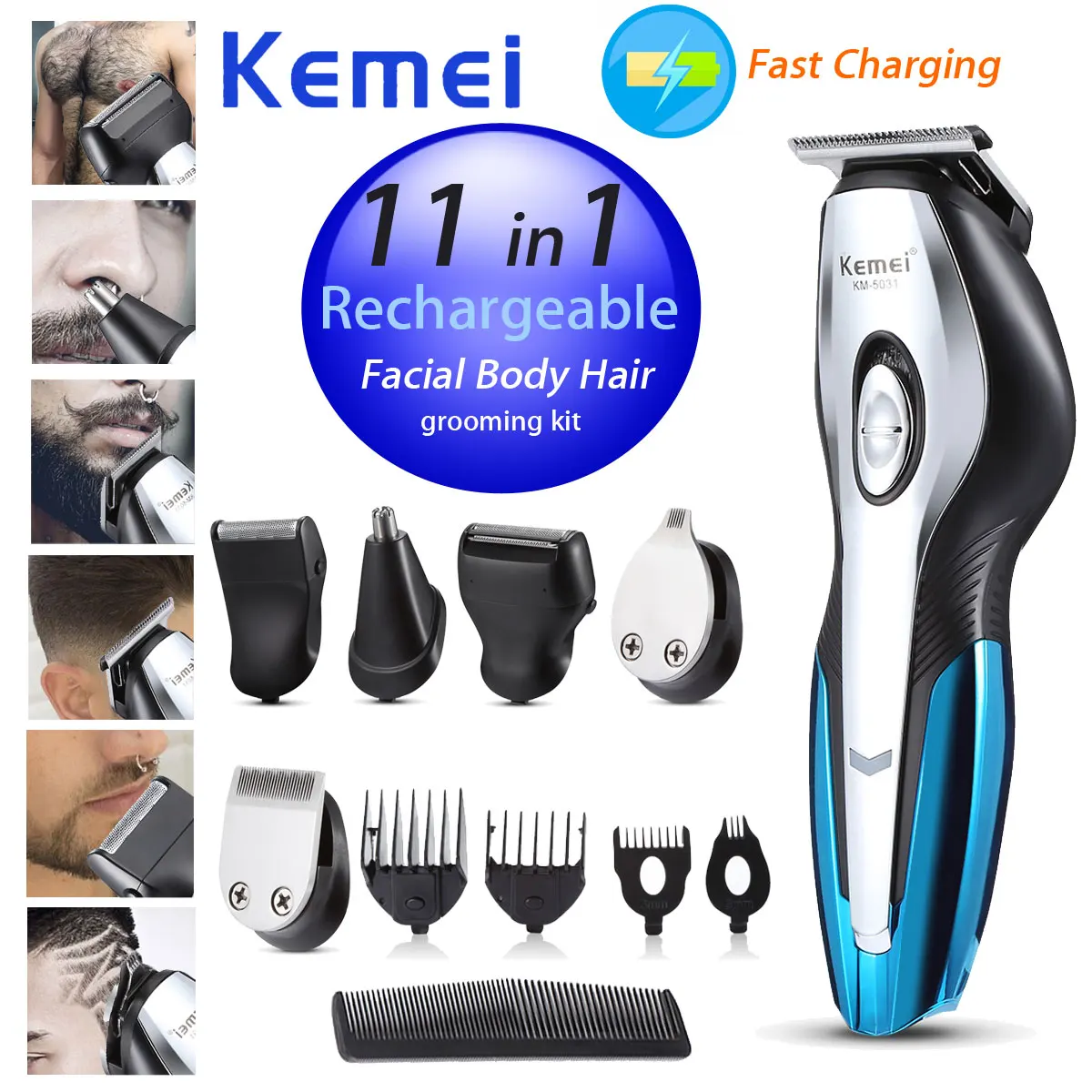 Preise KEMEI Wiederaufladbare Elektrische Haar Trimmer 11 in 1 Haar Clipper Elektrische Rasierer Bart Trimmer Männer Rasieren Maschine Nase Trimmer