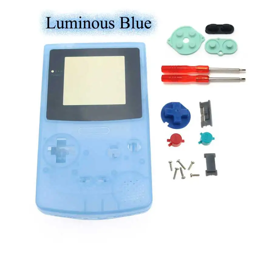 Luminous blue YuXi полный корпус оболочки замена крышки для nintendo Gameboy цвет GBC ремонт части игровой консоли с отверткой инструменты - Цвет: Luminous blue