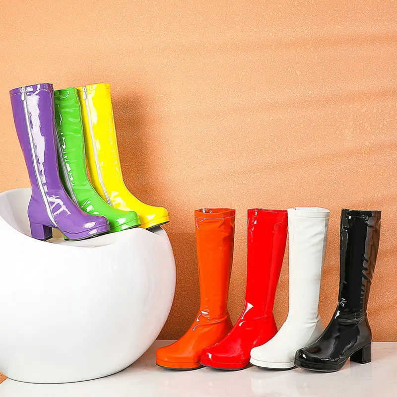 Botas Altas De Mujer Hasta La Rodilla Con Tacón Ancho Y Plataforma - Tallas 34-41 En Color Rojo