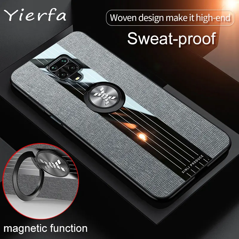 Чехол для Xiaomi Redmi Note 9S мягкий силиконовый ударопрочный бампер Note9 тканевый задний