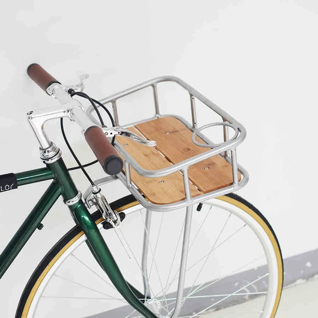 Cesta delantera Vintage para bicicleta, cesta de bambú, estante delantero  para bicicleta de carretera y montaña