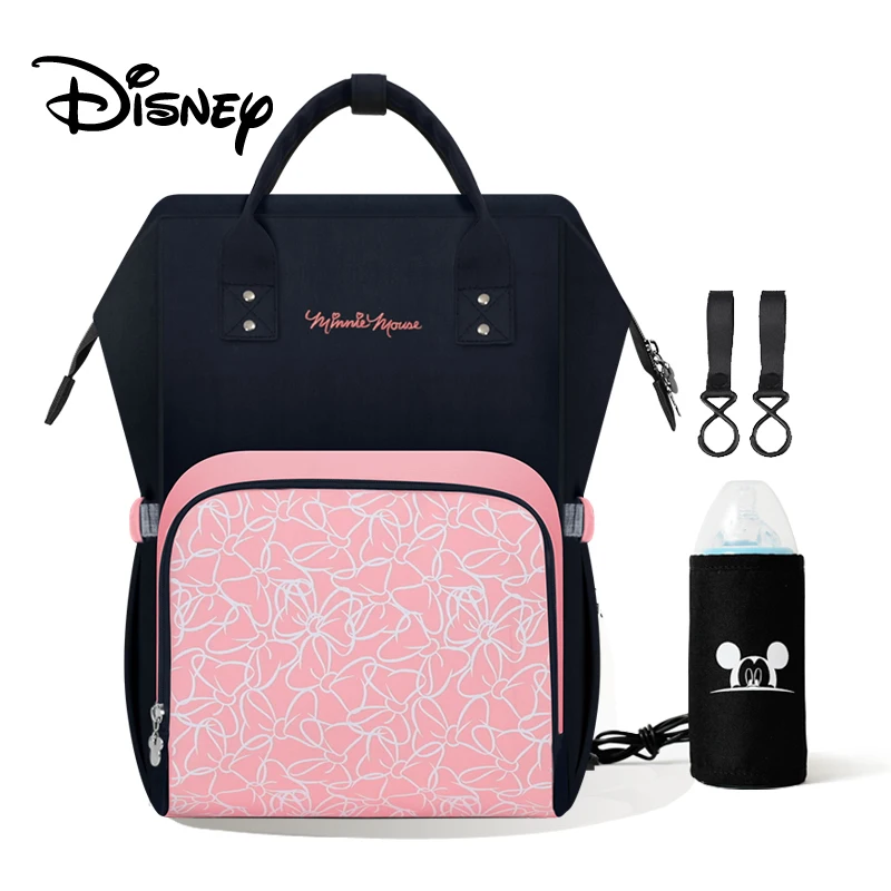 Настоящая сумка для подгузников disney Mommy, рюкзак с USB изоляцией, подогреватель бутылочек, детские сумки, сумка для подгузников для мамы, коляски, для ухода за ребенком - Цвет: pink