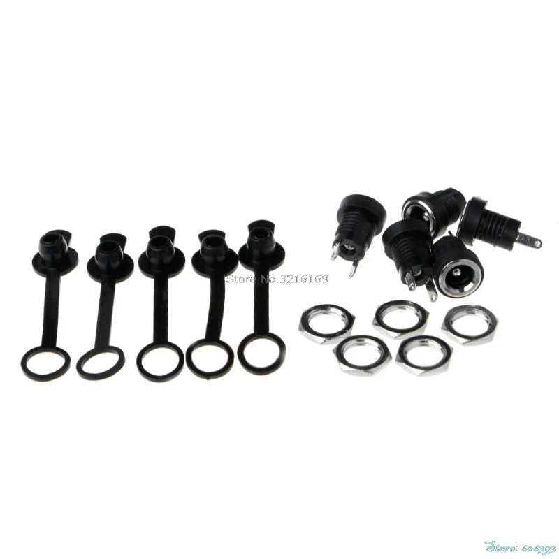 For 5Pcs/Set DC-022B Power Supply Jack Socket Female Panel Mount Connector 5.5 x 2.1mm with Cap Promotion | Строительство и