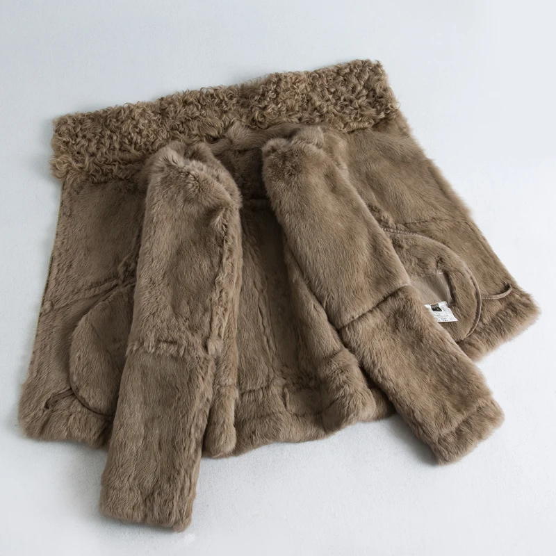 Natural Fur Coat Female Winter Real Rabbit Fur Liner Jacket Women Vintage Double Faced Coats Korean Fur TopS Hiver 981129