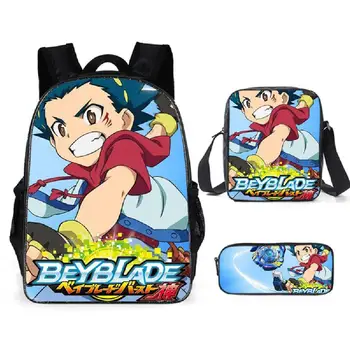 

Beyblade Burst 3Pcs Set Printing Backpack Student School Shoulder Pencil Bag Satchel Laptop Rucksack Teenager Travel Gift