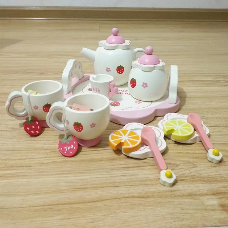 

Lemon White Afternoon Tea Set Model Play House Kitchen Wood Children Kitchenware Toy GIRL'S Set Gift
