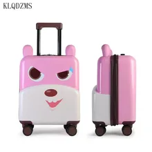 KLQDZMS 18 дюймов детский Дорожный чемодан на колесиках для детей, Скалка багажа, Спиннер, мультяшный чехол