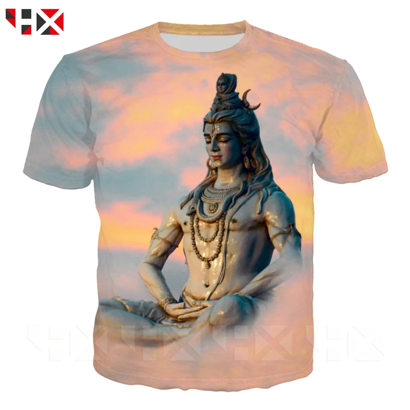 Футболка с изображением индийского бога Шива мужская и женская модная одежда 3D