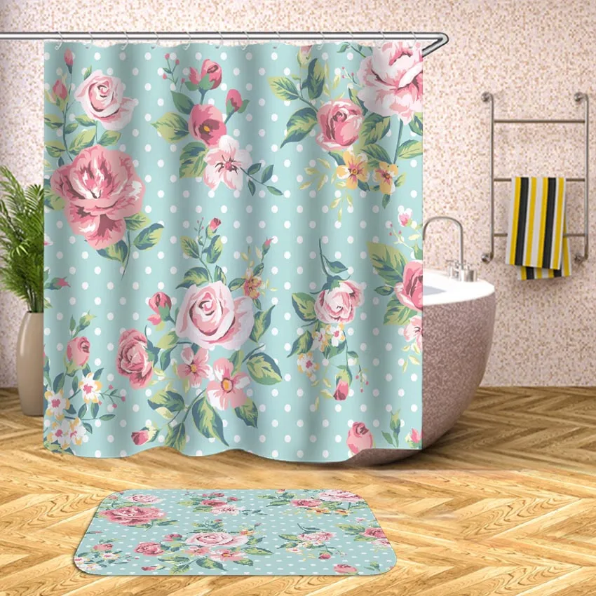 Тропическая занавеска для душа с растениями цветами и листьями