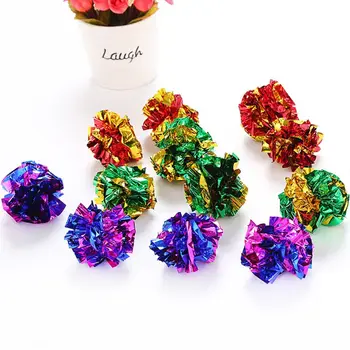 

48PCS Mylar Balls Cat Toy Shiny Crinkle Sound Shiny Ring Paper Kitten Crackle