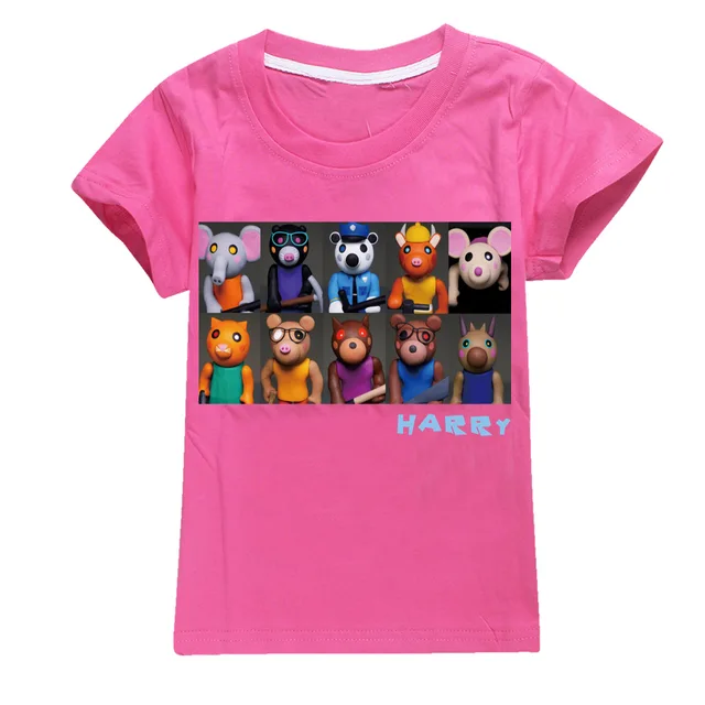 Children S Summer Short Sleeved T Shirt Robloxing Piggy Cartoon Pattern For Boys Girls Kids Sport Tops Teen Children Clothing Aliexpress - hatsune miku shirt roblox