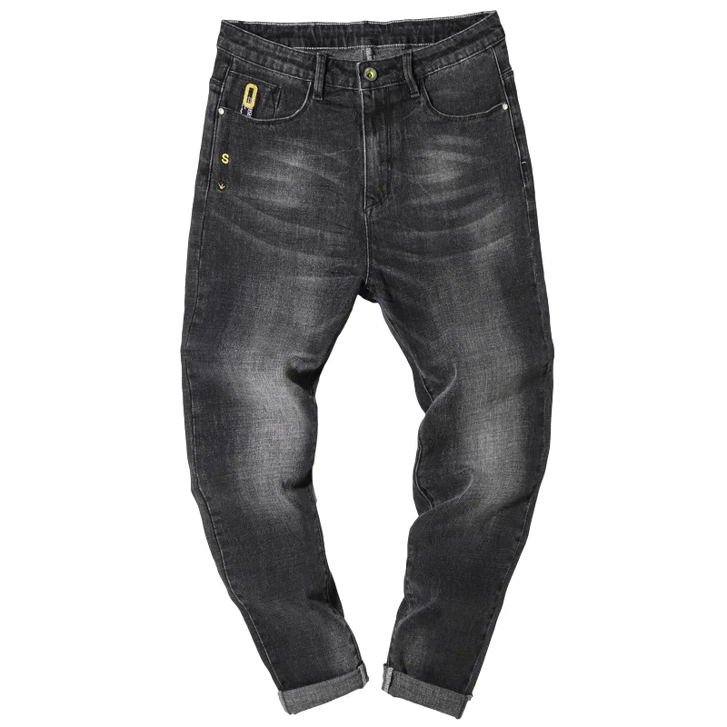 Осенне-зимние новые шаровары с вышивкой модные джинсовые брюки мужские