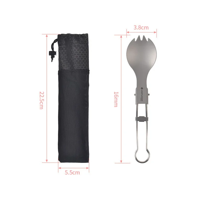 

Foldable Titanium Spoon Camping Cutlery Tableware Portable Travel Convenient Titanium Spork Environmental Titanium Fork