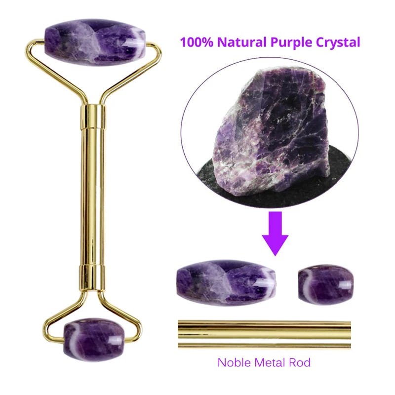 Natural Amethyst Jade Eye Mask Jade Roller Massager Gouache Scraper Set Cold Therapy Eye Mask Face Skin Care Massage Tools 5
